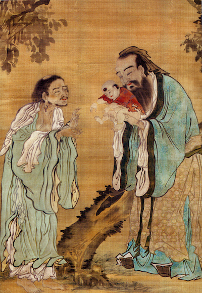 Confucius presenting the young Gautama Buddha to Laozi